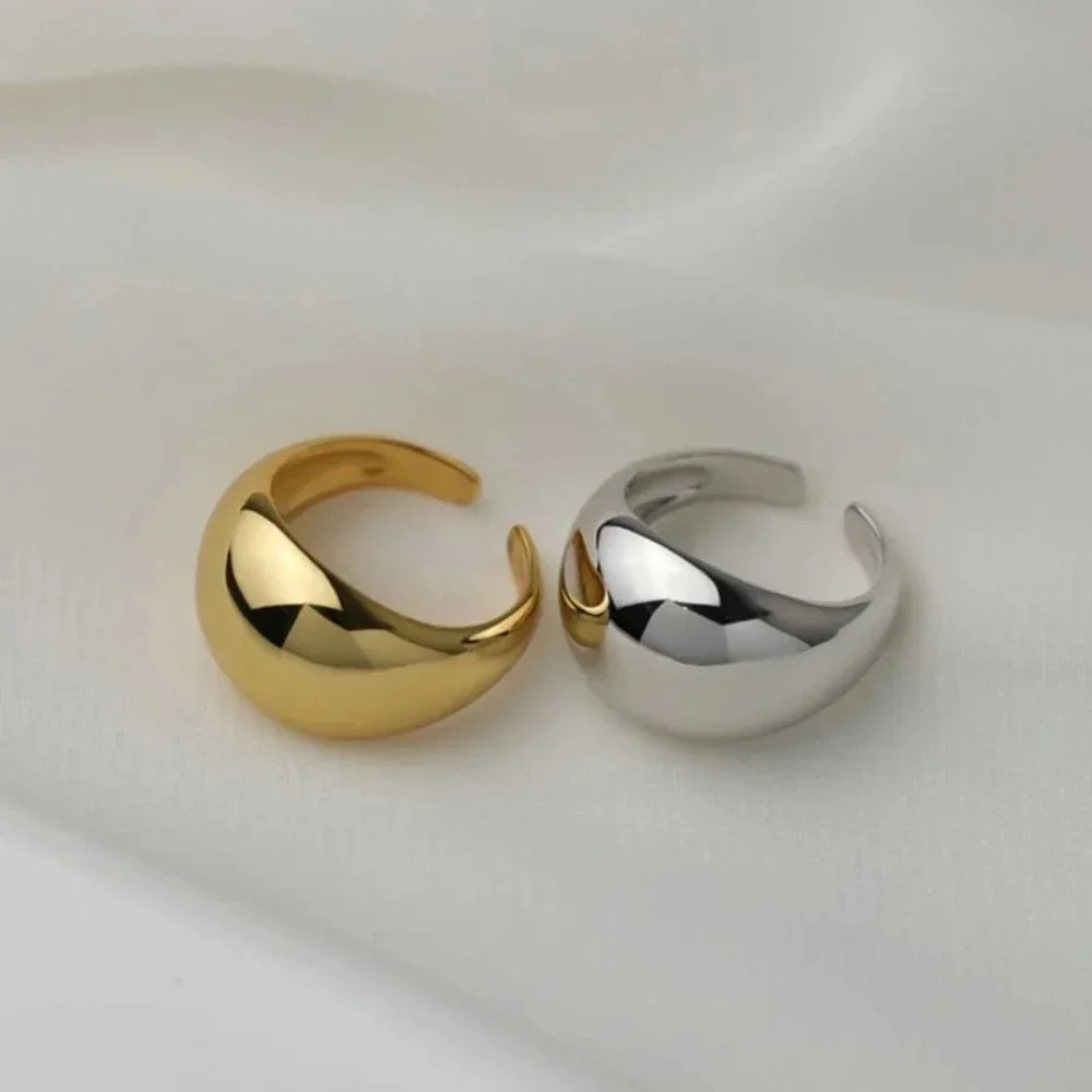 Minimalist 925 Sterling Silver Dome Ring Thick Chunky Statement Modern Ring